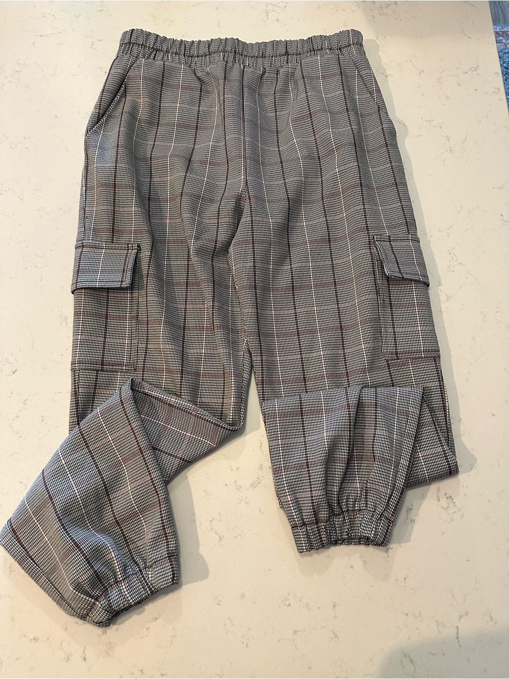Gilded Intent Gray Plaid Cargo Joggers